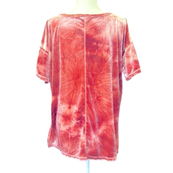 Umgee Pink Velvet Short Sleeve Oversized Short Sleeve Pullover Top Medium - Picture 7 of 9